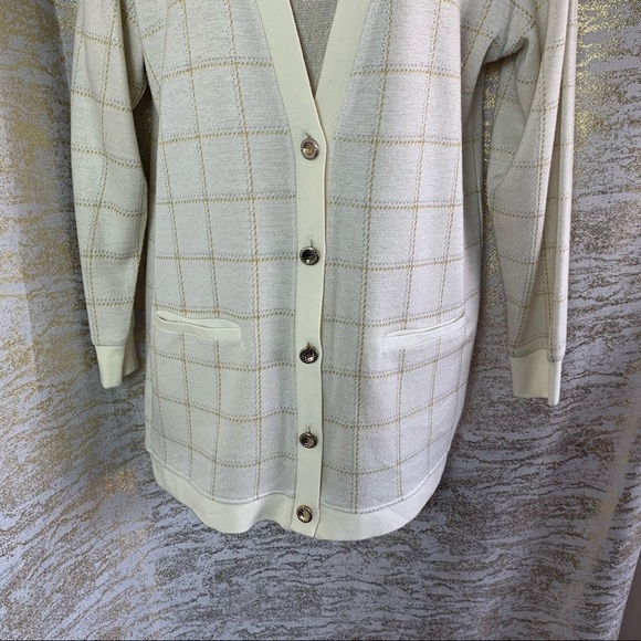 Cleo Ivory/Gold Shimmer Knitted Duster With Matching gold Top Size S - Picture 4 of 12